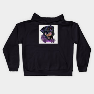 Rottweiler With Purple Shimmer Kids Hoodie